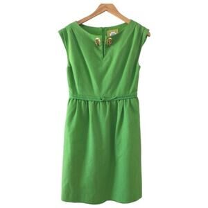Elizabeth McKay Women's Dress Size 0 Green Empire Waist Metal Accents Career